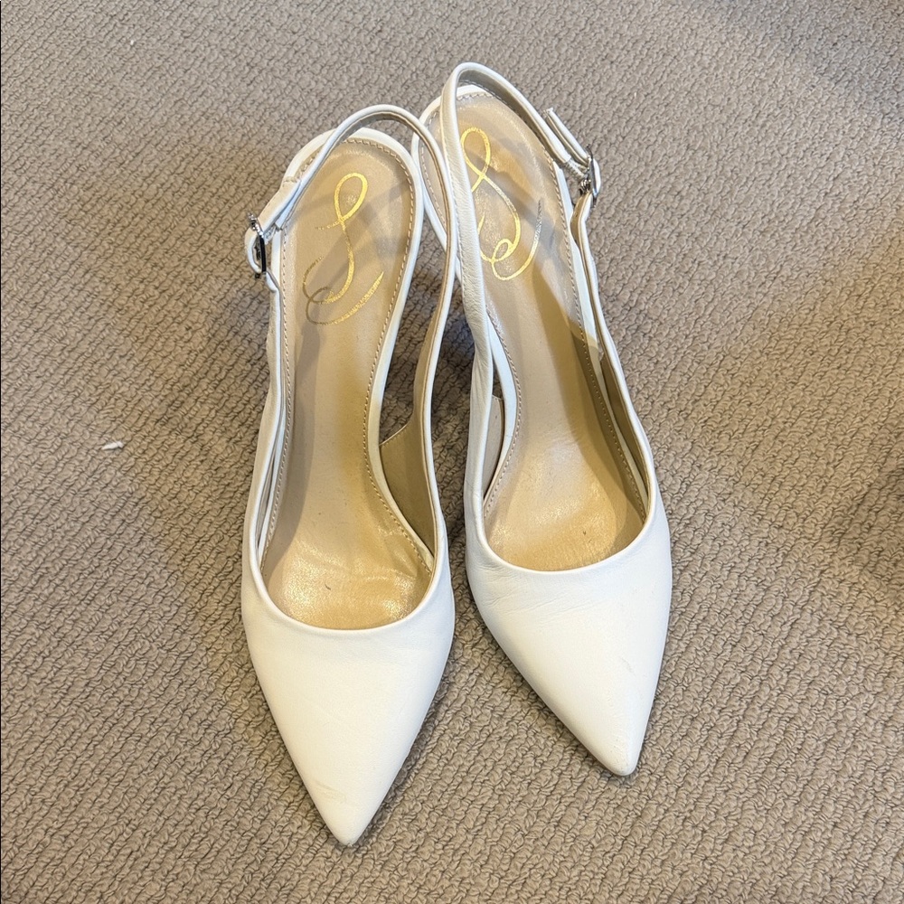 Sam Edelman White Hazel Slingback Heels